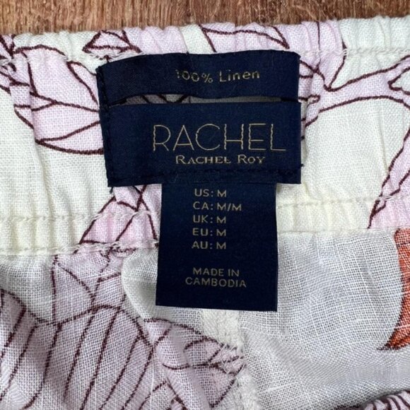 NWOT RACHEL ROY 100% LINEN Wide Leg Elastic Waist Pull on Boho Pants wPockets M - Picture 5 of 11